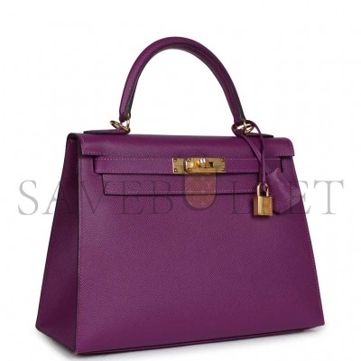HERMÈS KELLY SELLIER 28 ANEMONE EPSOM GOLD HARDWARE (28*22*10cm) 